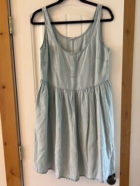 Lascana Women’s Light Blue Sleeveless Chambray Dress - Hook Closure Front